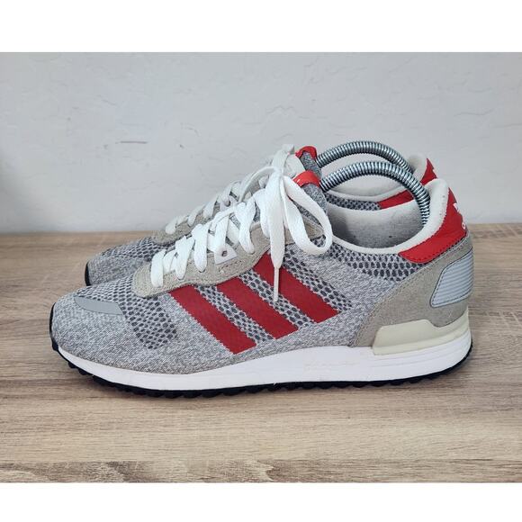 Adidas ZX 700 IM S79191 Men's 7.5 Trainer Shoes Gray Red Mesh Athletic Sneakers - Picture 4 of 9